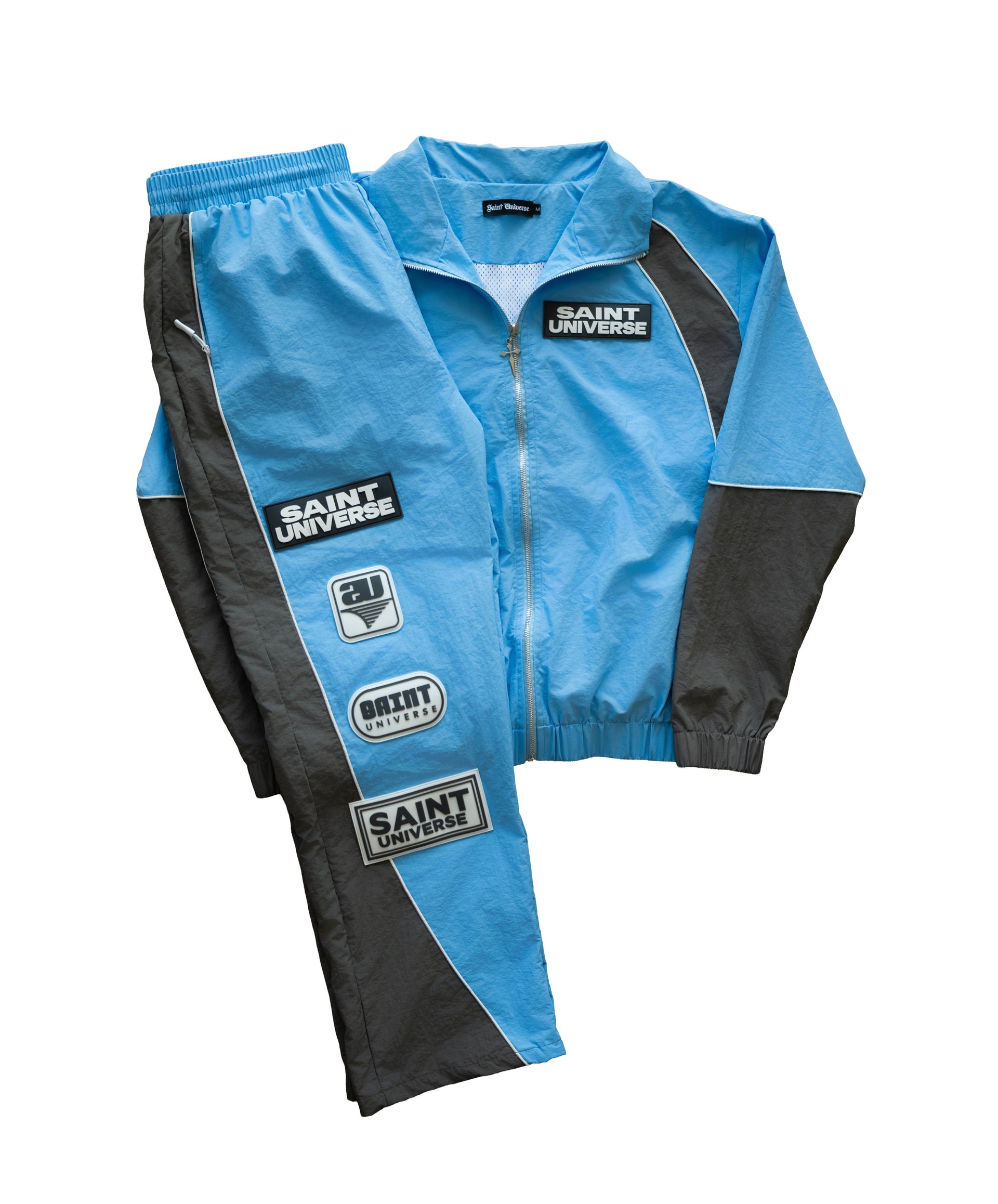 Sky Blue/Grey Nylon Track Set (Pants set)