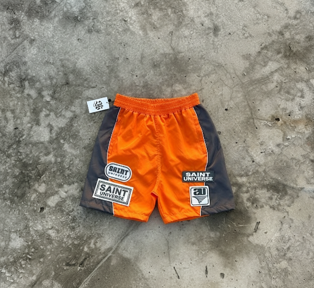 Orange Nylon Shorts