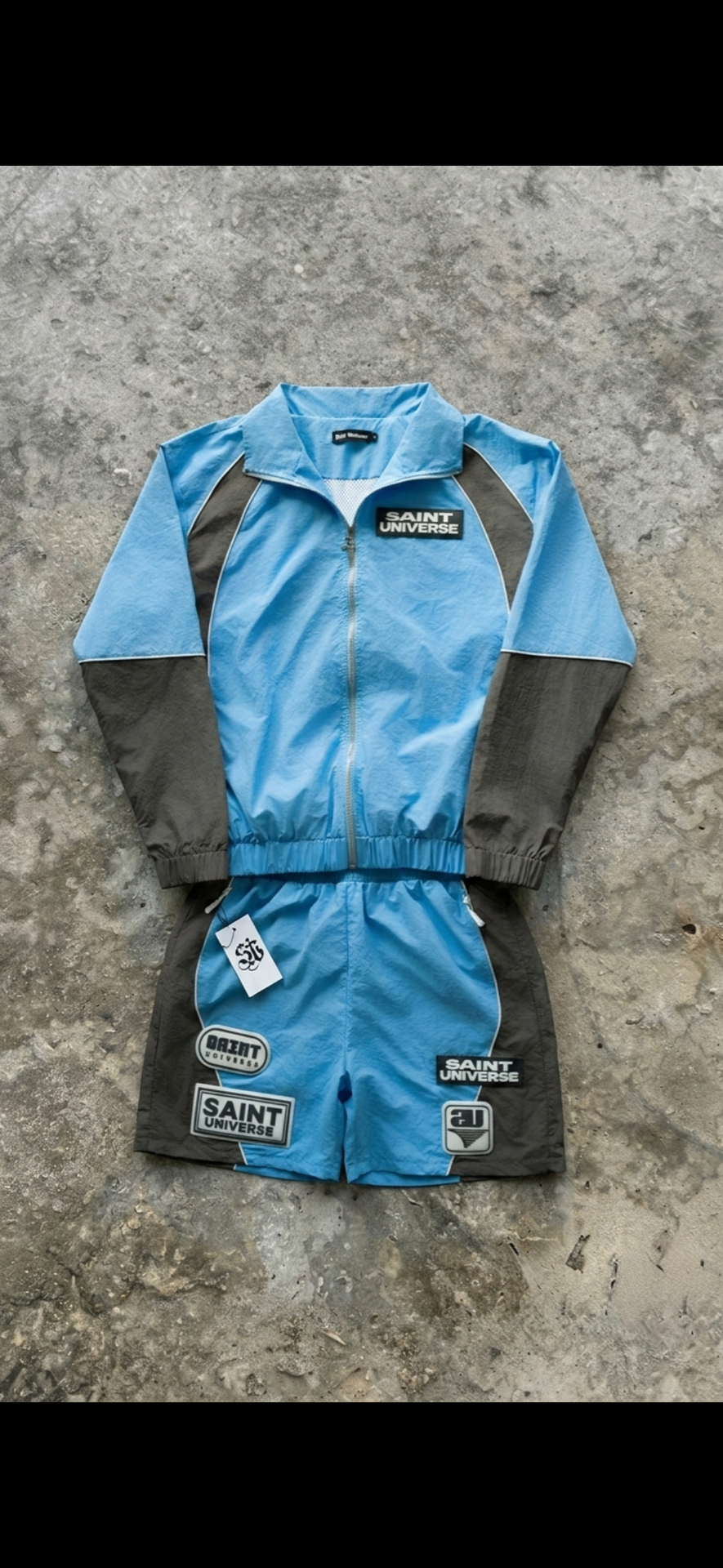 Sky Blue/Grey Nylon Track Set (Short set)