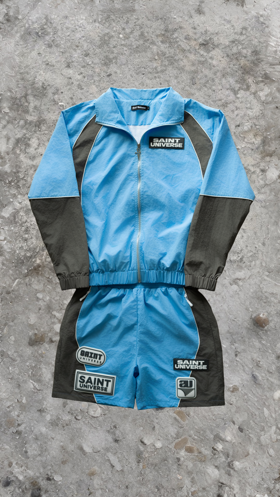 Sky Blue/Grey Nylon Track Set (Short set)